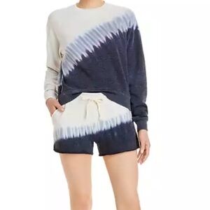 Alternative French Terry Ombre Sweatshirt & Shorts Set Blue Diagonal Tie-Dye SM